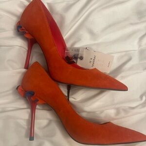Zara Bold Orange Suede Heels